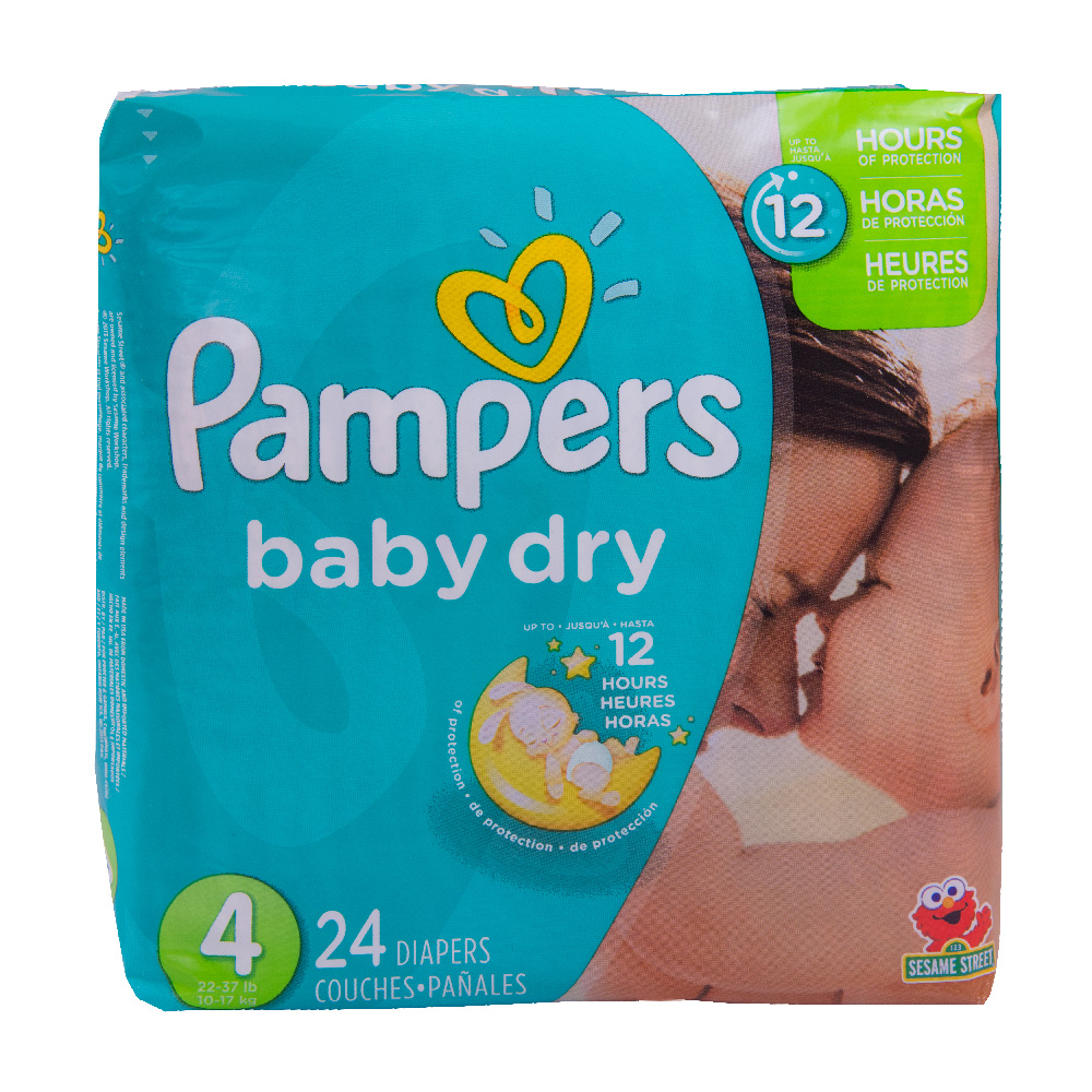 Baby Diaper Pampers® Baby-Dry Tab Closure Size 4 Disposable Heavy Absorbency