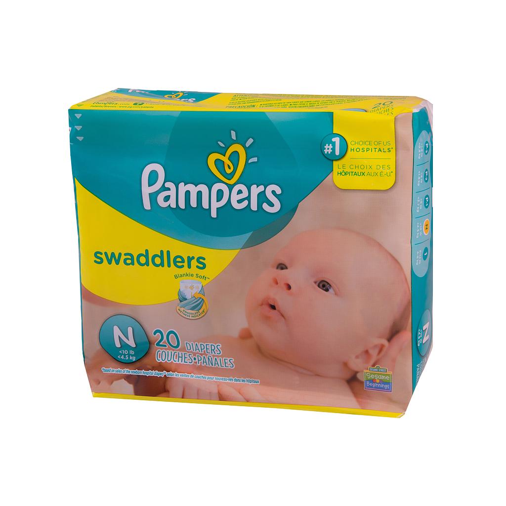 Baby Diaper Pampers® Swaddlers™ Tab Closure Newborn Disposable Heavy Absorbency