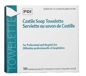 Castile Soap Towelette, 2% Coconut Oil, 1/pk, 100 pk/bx, 10 bx/cs